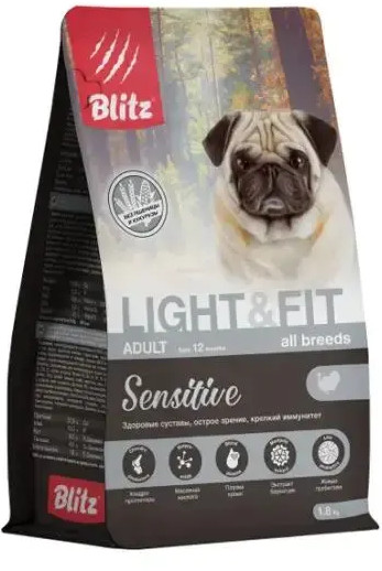 Корм сухой для взрослых собак всех пород с лишним весом с индейкой «Adult Light&Fit Sensitive»