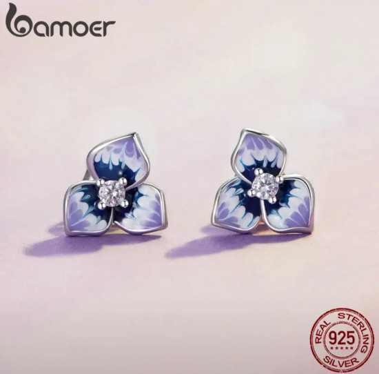 Серьги из серебра «Фиолетовый цветок»