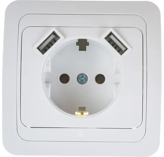 Розетка одинарная с двумя USB 2147
