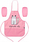 Фартук для уроков труда и рисования с нарукавниками и карманами «Friendly cats»
