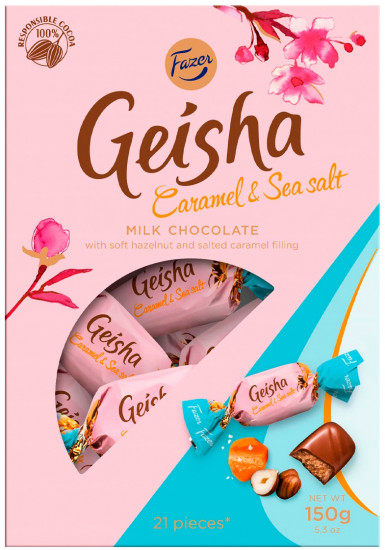 Конфеты из молочного шоколада с соленой карамелью «Geisha. Caramel and Sea Salt»