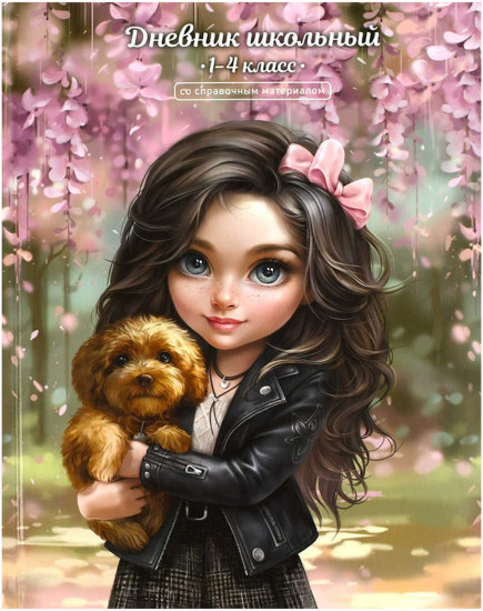 Дневник школьный «Брюнетка с собачкой»