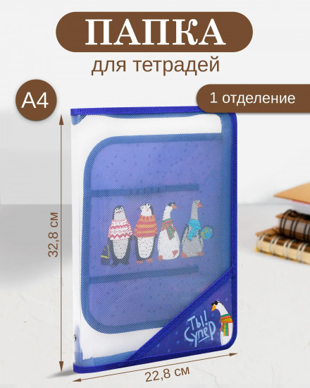 Папка для тетрадей «Пингвины и гуси»