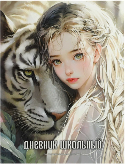 Дневник школьный «Девушка и белый тигр»