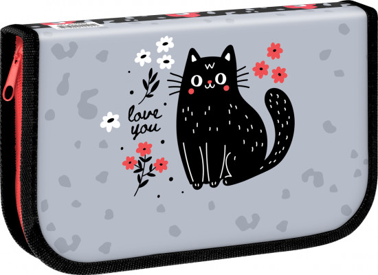 Пенал школьный «Black Cat with Flower»