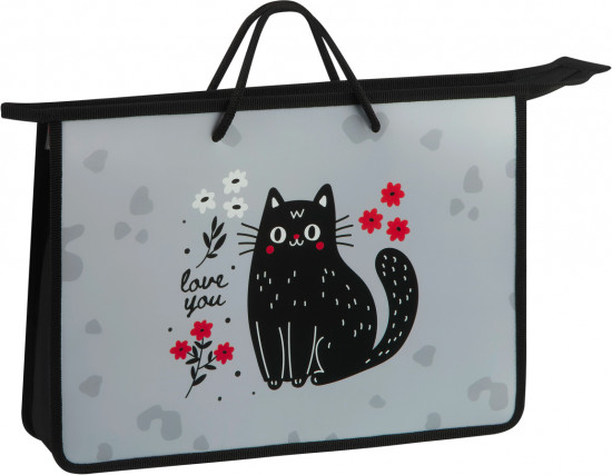 Папка с ручками «Black Cat with Flowers»