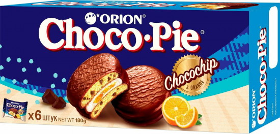 Пирожное c апельсиновым джемом и шоколадной крошкой «Choco-Pie Chocochip & Orange»