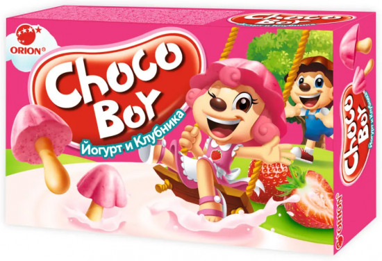 Печенье-грибочки «Choco Boy Yogurt & Strawberry. Йогурт и клубника»