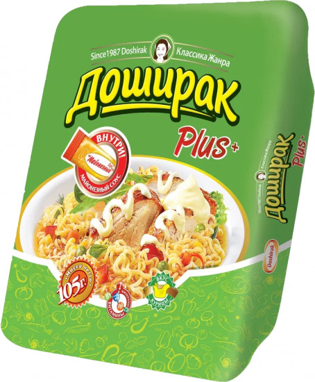 Лапша быстрого приготовления со вкусом курицы «Plus»
