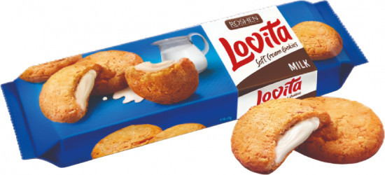 Сдобное печенье с молочной кремовой начинкой «Lovita Soft Cream Cookies Milk»