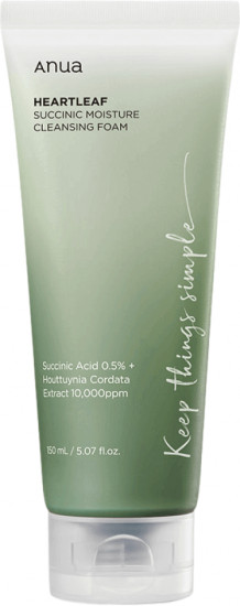 Гель-пенка для умывания с янтарной кислотой «Heartleaf Succinic Moisture Cleansing Foam»