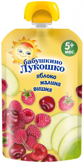 Пюре детское «Яблоко, малина, вишня»