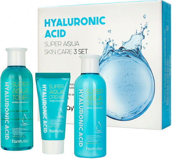 Набор уходовых средств для лица с гиалуроном увлажняющий «Super Aqua Skin Care 3 Set»