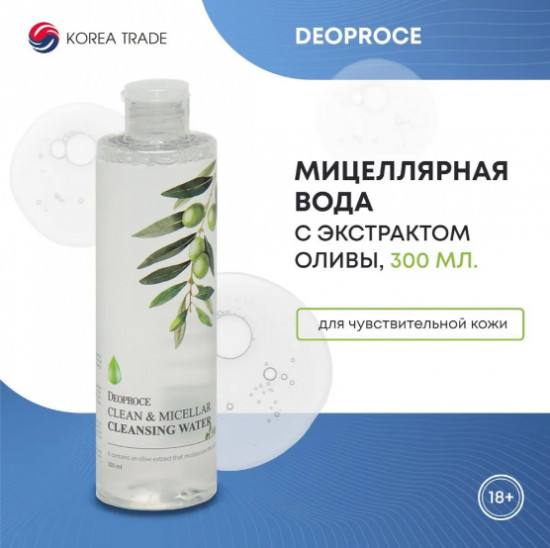 Очищающая мицеллярная вода с экстрактом оливы «Clean & Micellar Cleansing Water Olive»