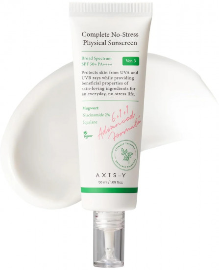 Лёгкий минеральный солнцезащитный крем для лица SPF50+ PA++++ «Complete No-Stress Physical Sunscreen V. 3»