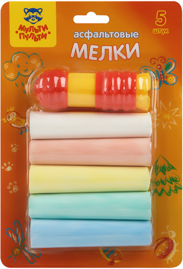 Мелки для асфальта цветные с держателем