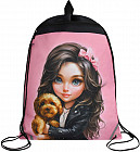 Мешок для сменной обуви «Брюнетка с собачкой»