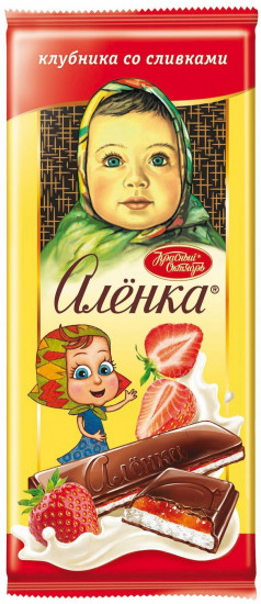Шоколад молочный с начинкой «Клубника со сливками»