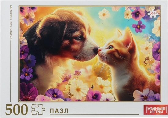 Пазл «Кошечка и собачка»