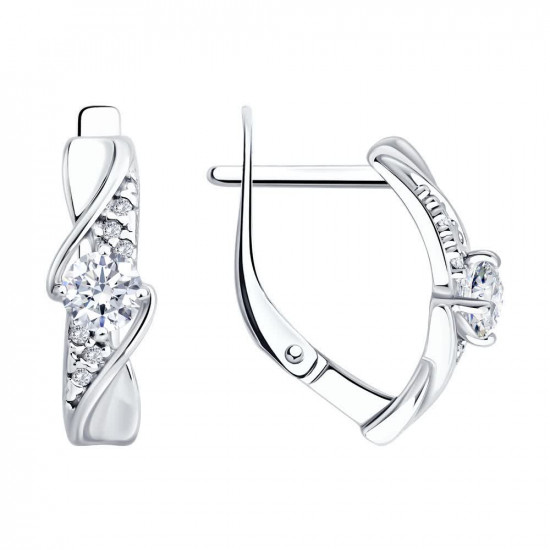 Серьги из серебра с фианитами