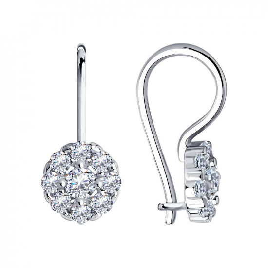 Серьги из серебра с фианитами