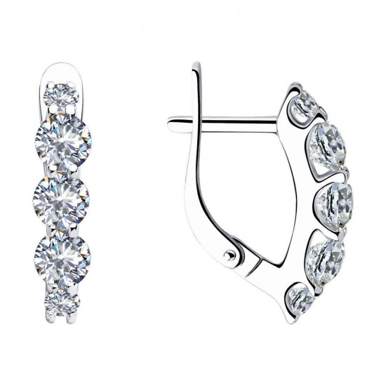 Серьги из серебра с фианитами