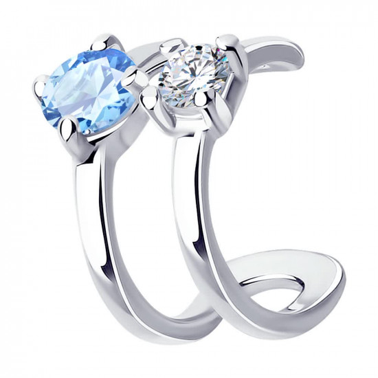 Серьга из серебра с фианитами