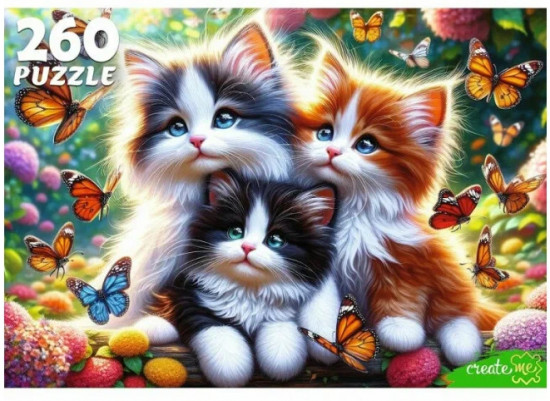 Пазл «Котята и бабочки»