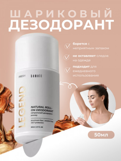 Дезодорант для тела шариковый парфюмированный «Fresh Legend»