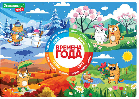 Настольное покрытие «Кот-энтузиаст изучает времена года»