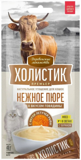 Лакомство для кошек «Пюре со вкусом говядины и икры»