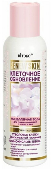Мицеллярная вода для снятия макияжа с лица и век «Спонж-эффект»