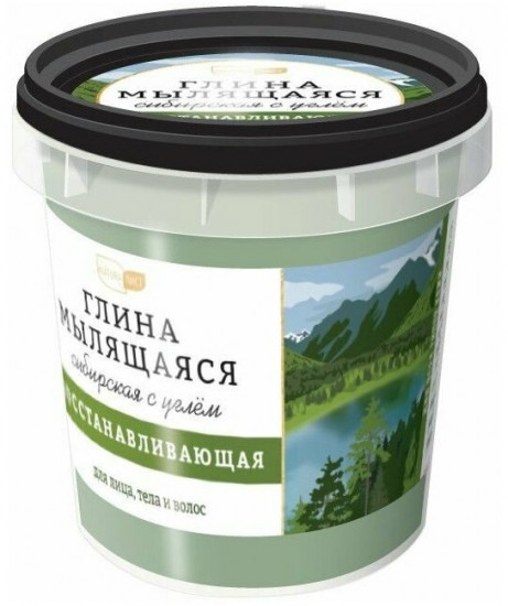 Мылящаяся глина для лица, тела и волос с углём восстанавливающая «Сибирская»
