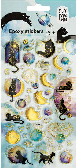 Наклейки гелевые многоразовые «Moon cat»