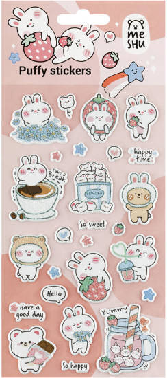 Наклейки объемные многоразовые с блёстками «Bubble bunny»