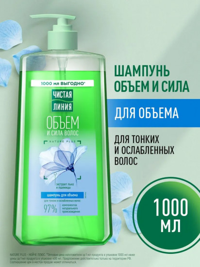 Шампунь для тонких и ослабленных волос  «Объем и сила»
