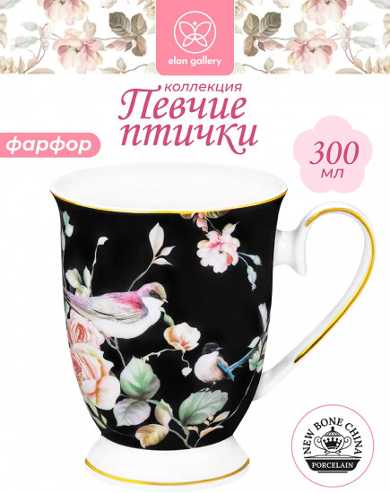 Кружка «Певчие птички на черном»