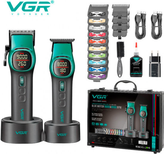 Набор для стрижки волос 2 в 1 VGR V-858 S2 Green