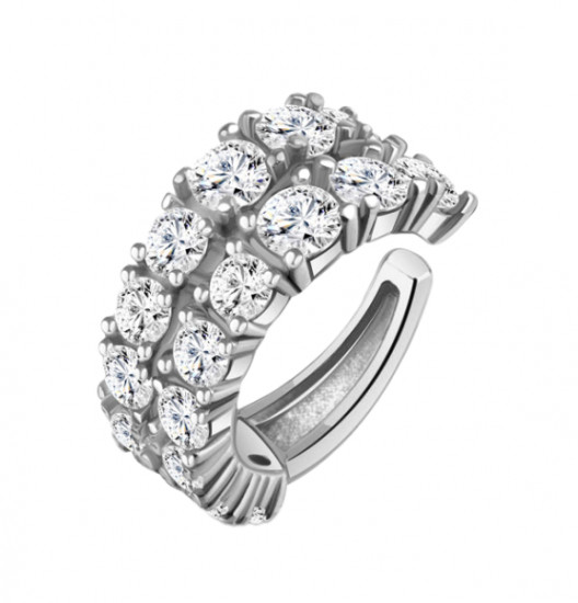 Серьга из серебра с фианитами