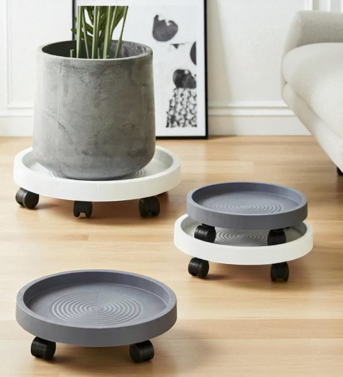 Подставка для цветов на колесах «Home Grey»