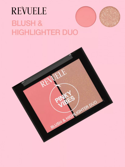 Палетка румяна и хайлайтер «Blush & Highlighter Duo», оттенок Pinky Vibes