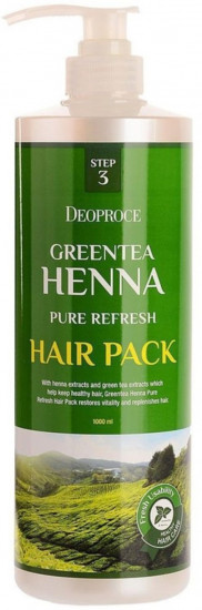 Маска для волос с зеленым чаем и хной «Green Tea Henna Pure Refresh Hair Pack»