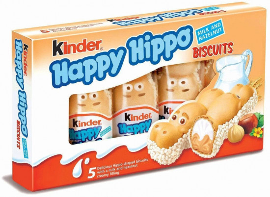 Набор печенья вафельного с молочно-ореховой начинкой «Happy Hippo White Biscuits Hazelnut»