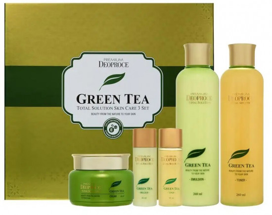 Набор уходовых средств для лица с экстрактом зеленого чая «Premium Green Tea Total Solution 3 Set»
