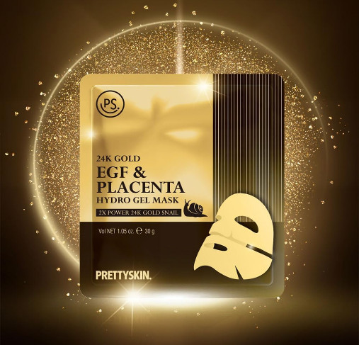 Маска для лица с золотом гидрогелевая «24K Gold EGF & Placenta Hydro Gel Mask»