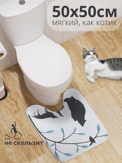 Коврик для туалета с вырезом противоскользящий «Ворона на дереве» 