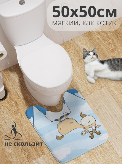 Коврик для туалета с вырезом противоскользящий «Козел на вершине»