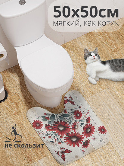 Коврик для туалета с вырезом противоскользящий «Летний букет»