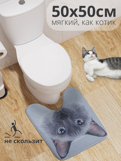 Коврик для туалета с вырезом противоскользящий «Серая кошка»