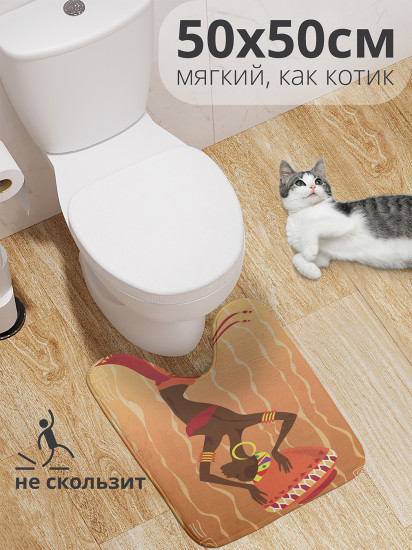 Коврик для туалета с вырезом противоскользящий «Темнокожая красотка» 
